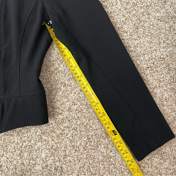 Black Cropped Moto Jacket Size Small Gold Double Zippers - Picture 7 of 12